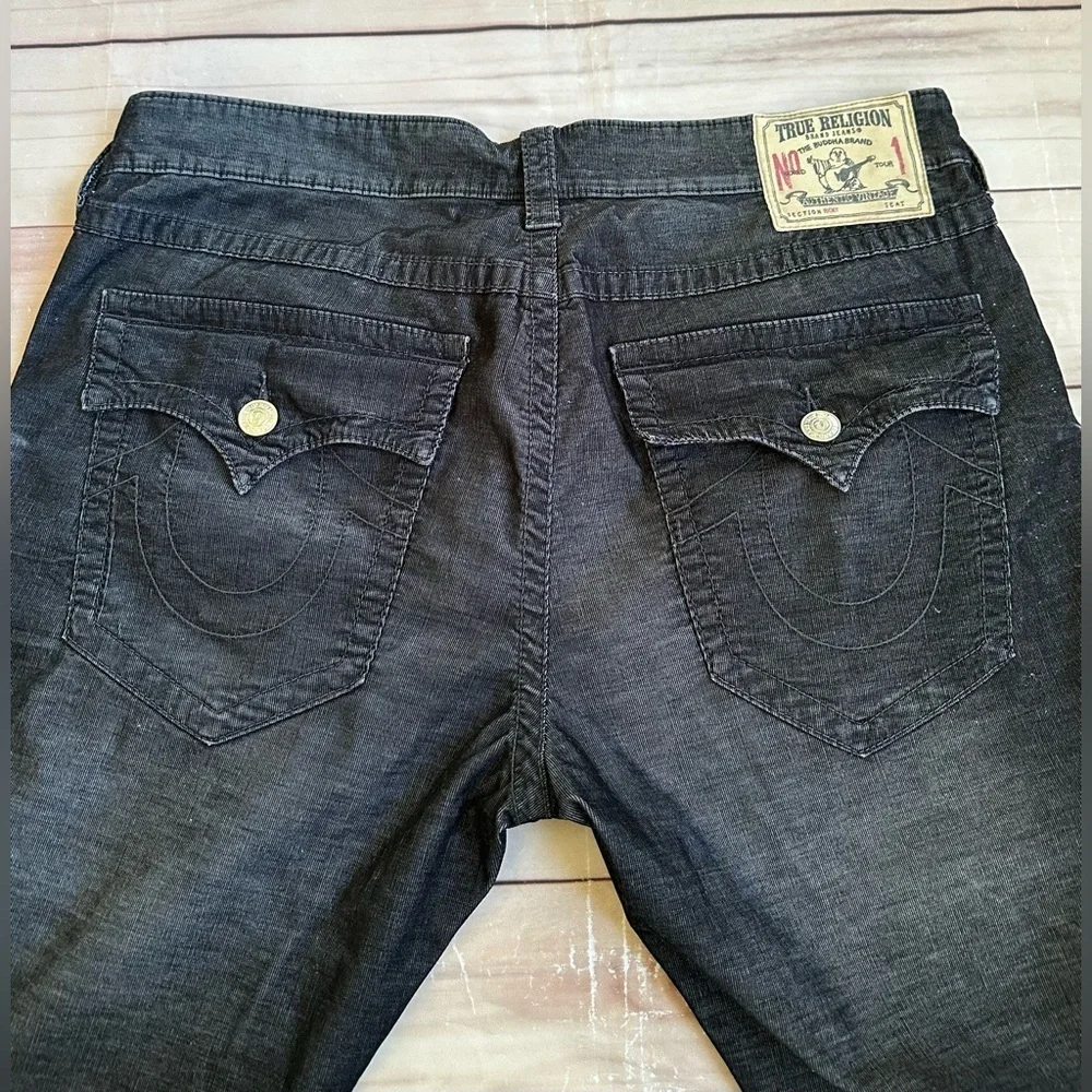 True Religion Jeans Vintage Ricky Corduroy Mens Distressed Pocket Straight 38x33